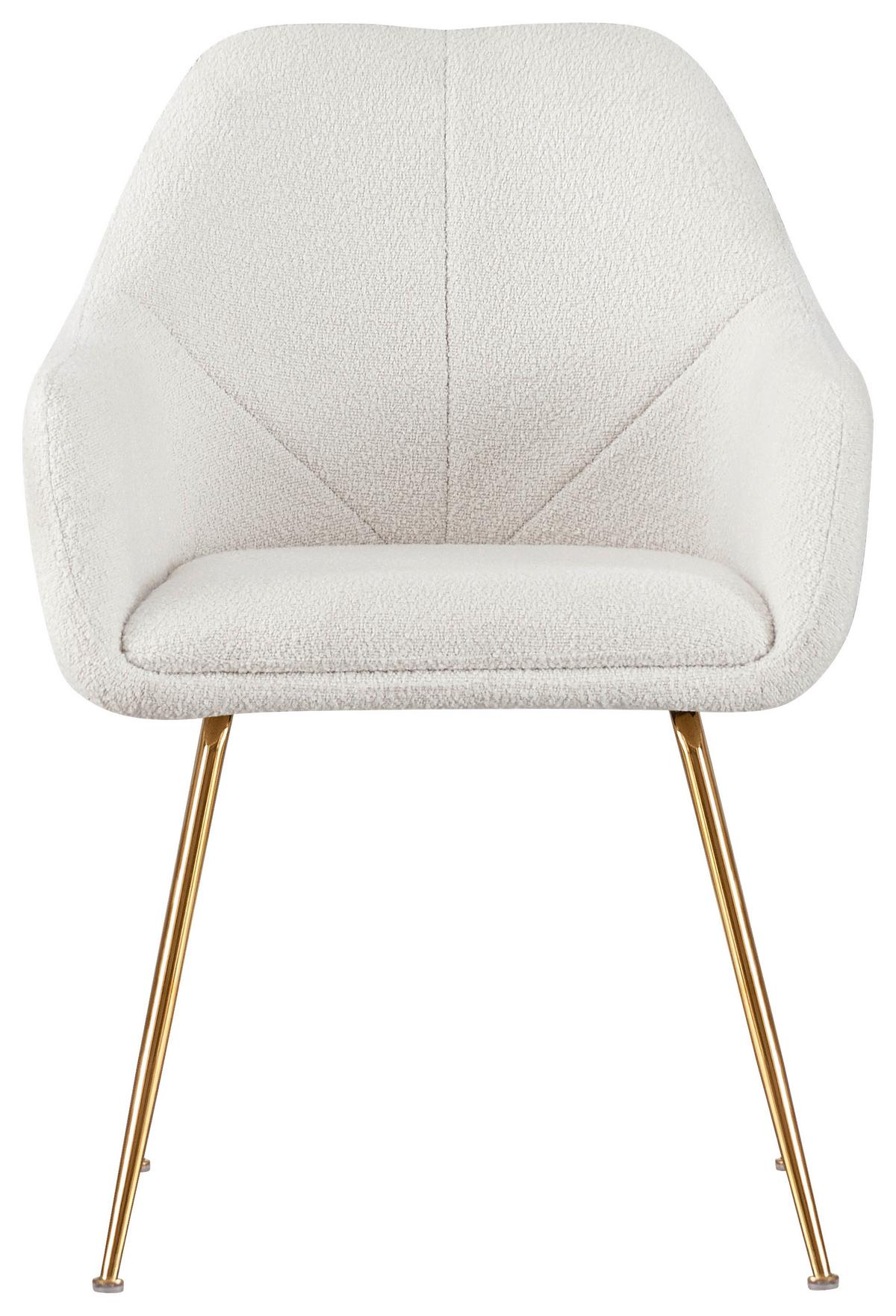 KRZESŁO Z PODŁOKIETNIKAMI SARA - kremowy/kolor złoty, Modern, metal/tkanina (57/81,5/61cm) - MID.YOU