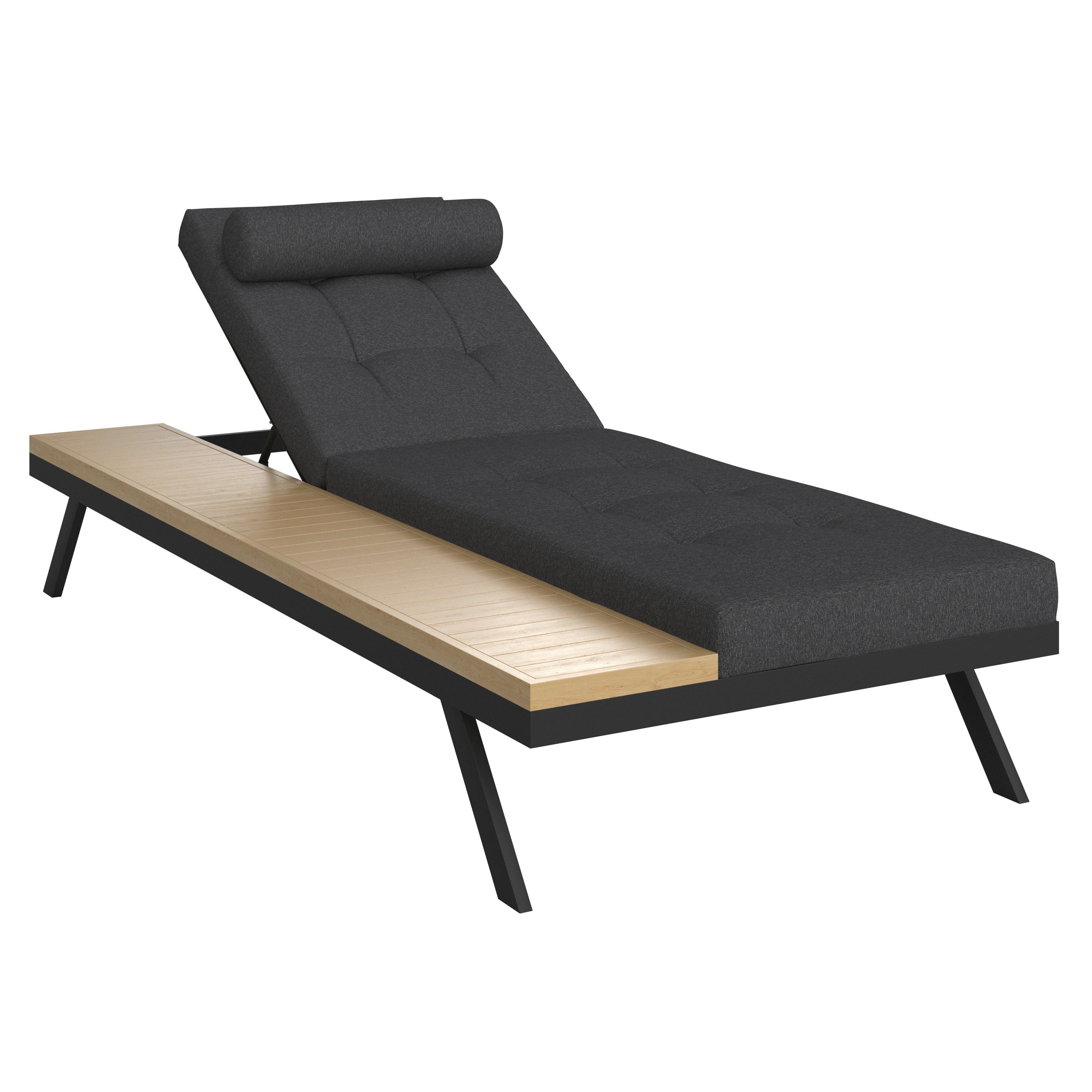 Șezlong Avolina - negru/gri, Modern, plastic/metal (199/86/40cm) - Bessagi Garden