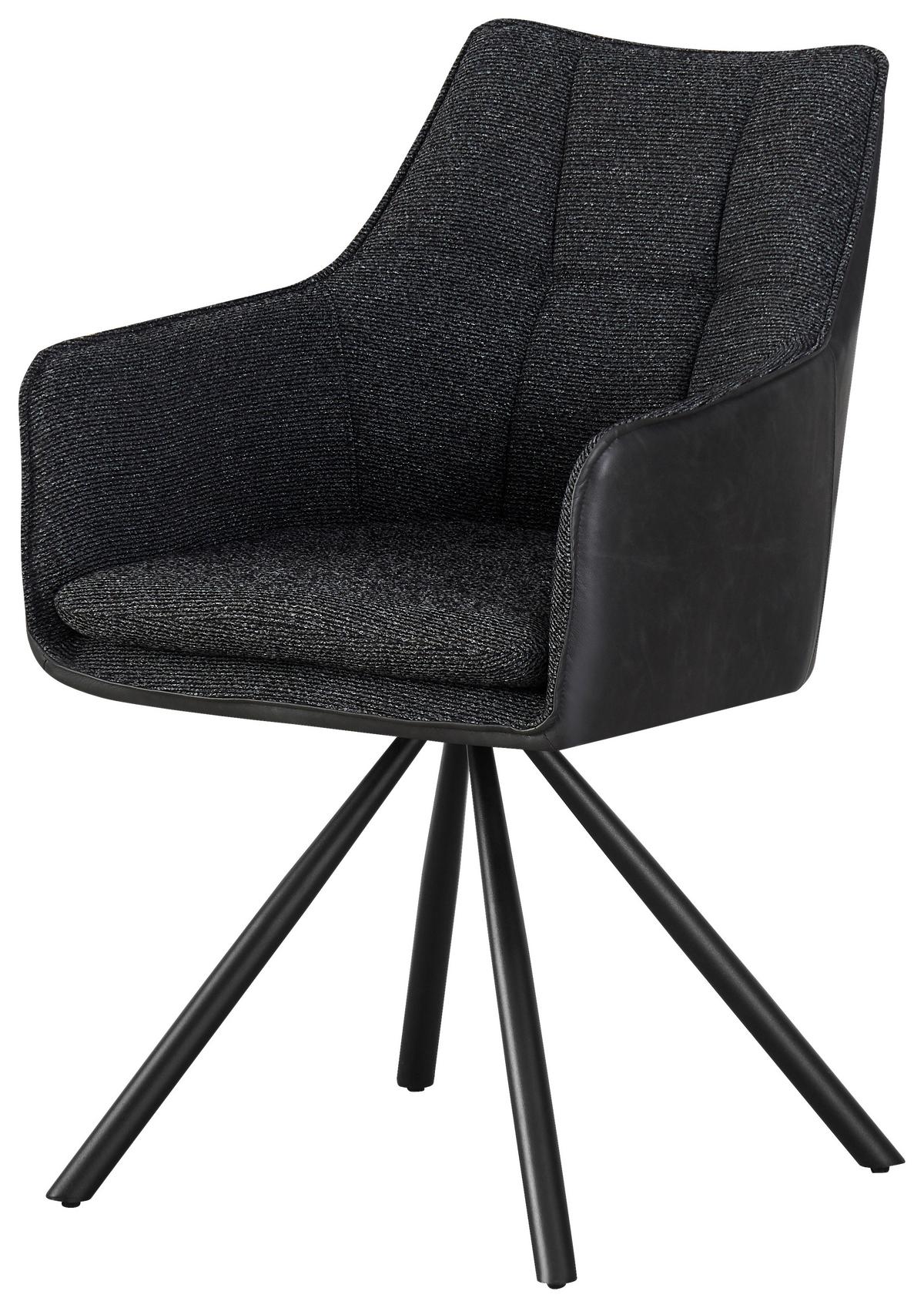 Scaun LEONY - negru, Modern, lemn/metal (56/89/63cm) - Premium Living