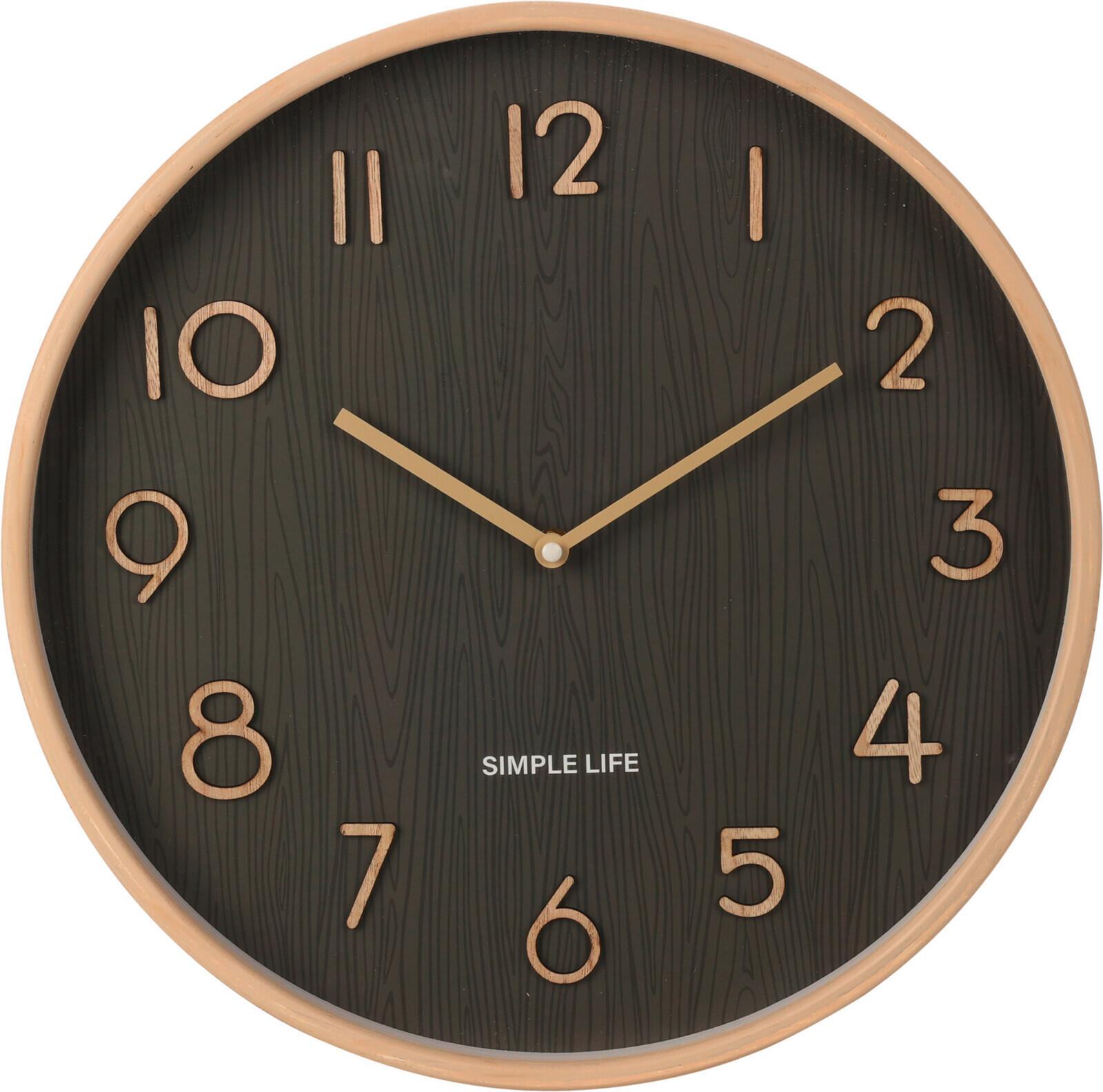 Falióra Clock - barna/világosbarna, faalapú anyag (38/5cm)