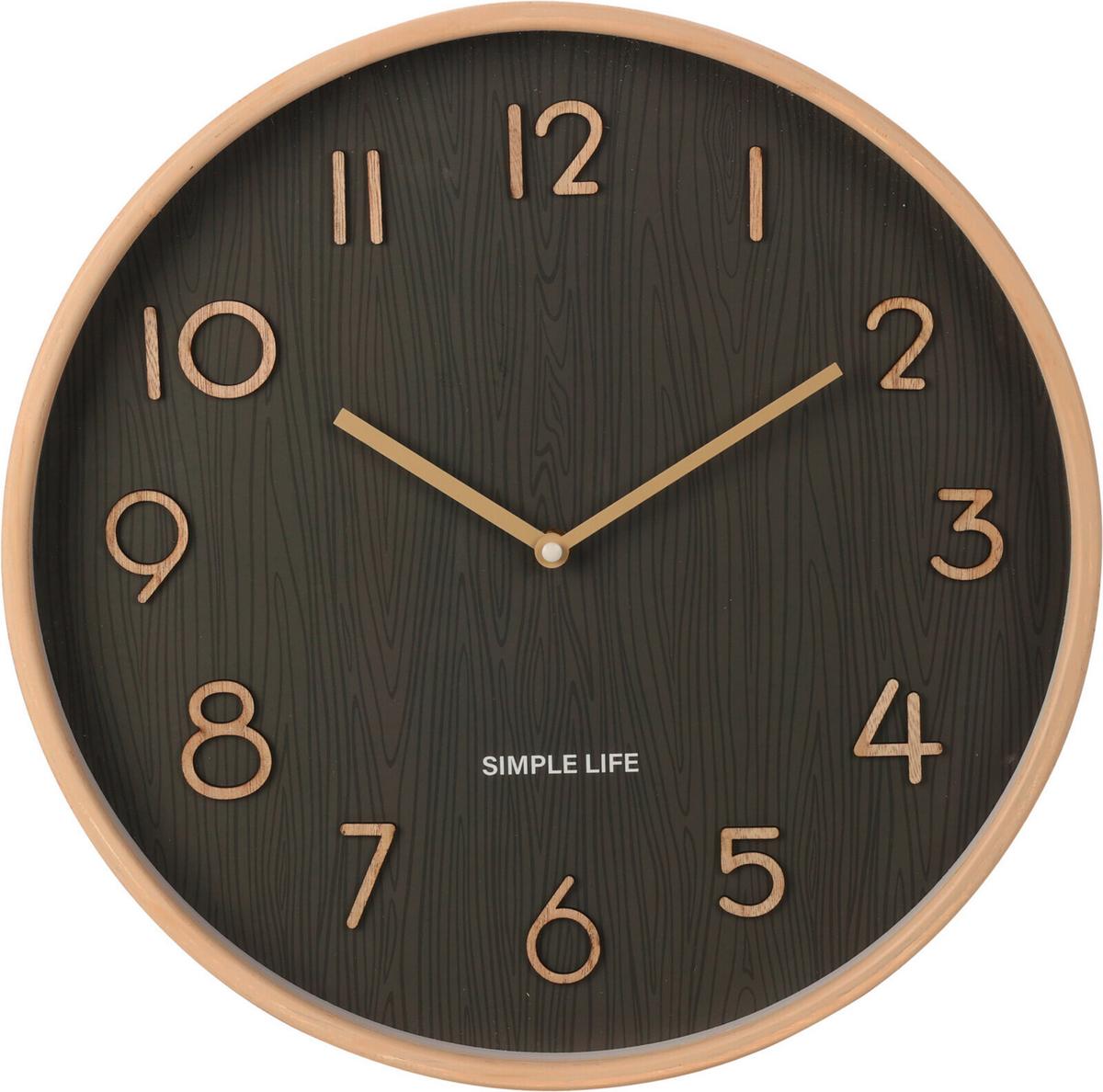 Falióra Clock - barna/világosbarna, faalapú anyag (38/5cm)
