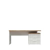 Schreibtisch Easy Office Eichefarben/Weiß Hochglanz - Eichefarben/Weiß Hochglanz, MODERN, Holzwerkstoff/Metall (160/75/68cm) - Based