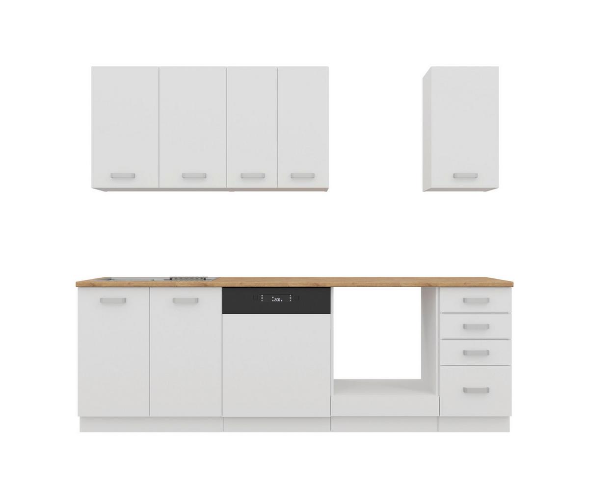 Blok Kuhinja Eko - boja hroma/boja hrasta, Moderno, pločasti materijal/plastika (240/218/60cm) - Modern Living