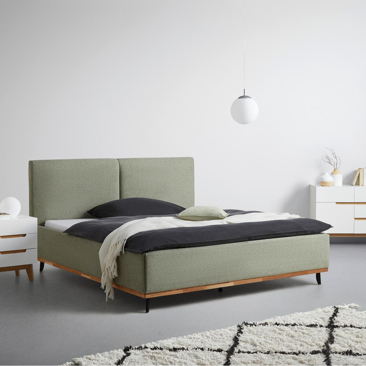 Bett Emily Grün ca. 180x200cm - Schwarz/Grün, KONVENTIONELL, Holzwerkstoff/Textil (180/200cm) - Premium Living