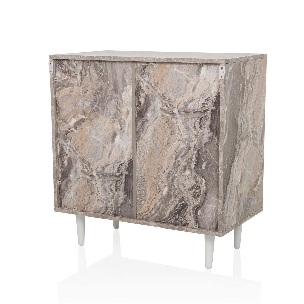 Komoda Lykkja, Rjava, Bela - črna/bela, Moderno, leseni material/les (72/77/39,5cm) - MID.YOU