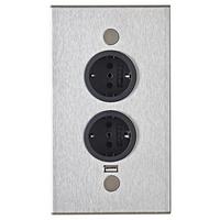 Steckdosenelement Riva USB Edelstahl - ROMANTIK / LANDHAUS, Metall (11,5/20/6cm) - Based