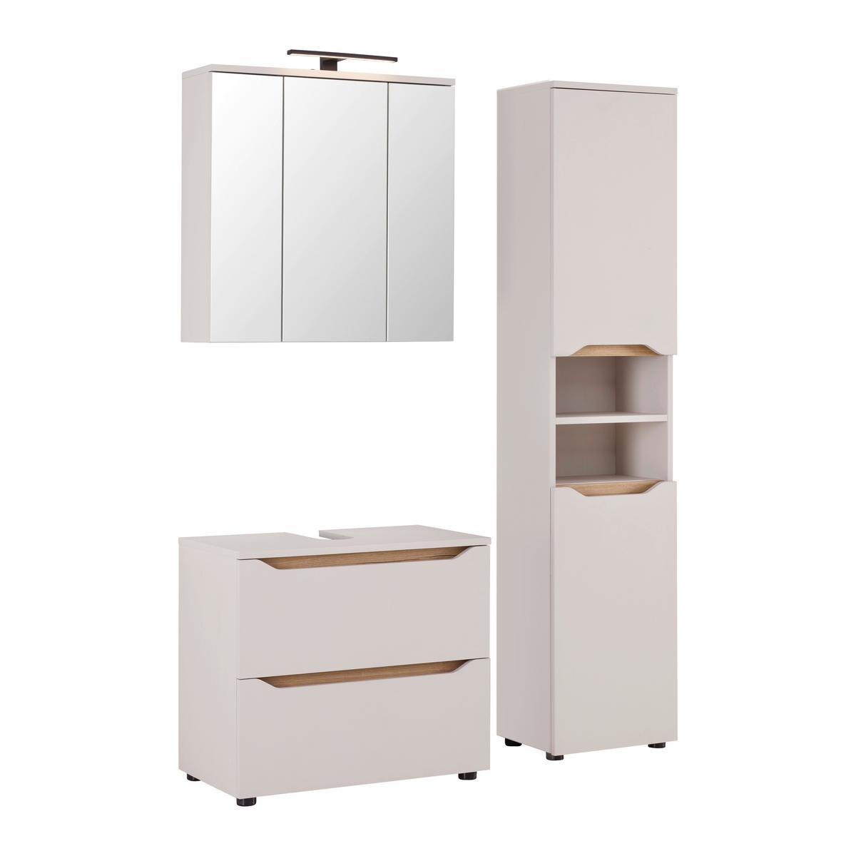 Spiegelschrank Mallorca Kaschmir-/Eichefarben - Eichefarben/Schwarz, MODERN, Glas/Holzwerkstoff (70/70/20cm) - Based