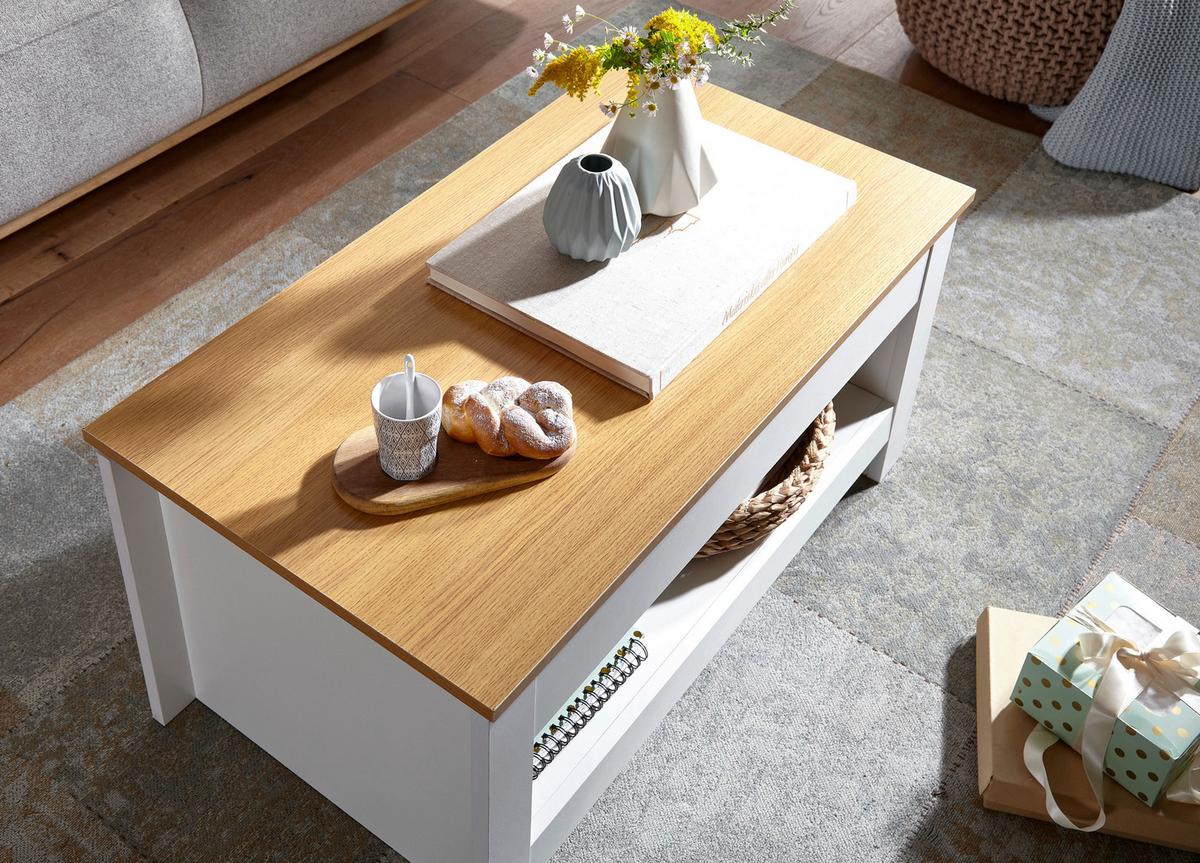 Klubska Miza Wl6.382 - barve hrasta/bela, Moderno, leseni material (85/47/45cm) - MID.YOU