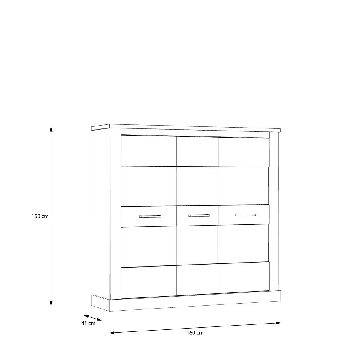 Vitrină Montreal - culoare coconar, Konventionell, sticlă/material pe bază de lemn (160,4/150,6/41,4cm) - Premium Living