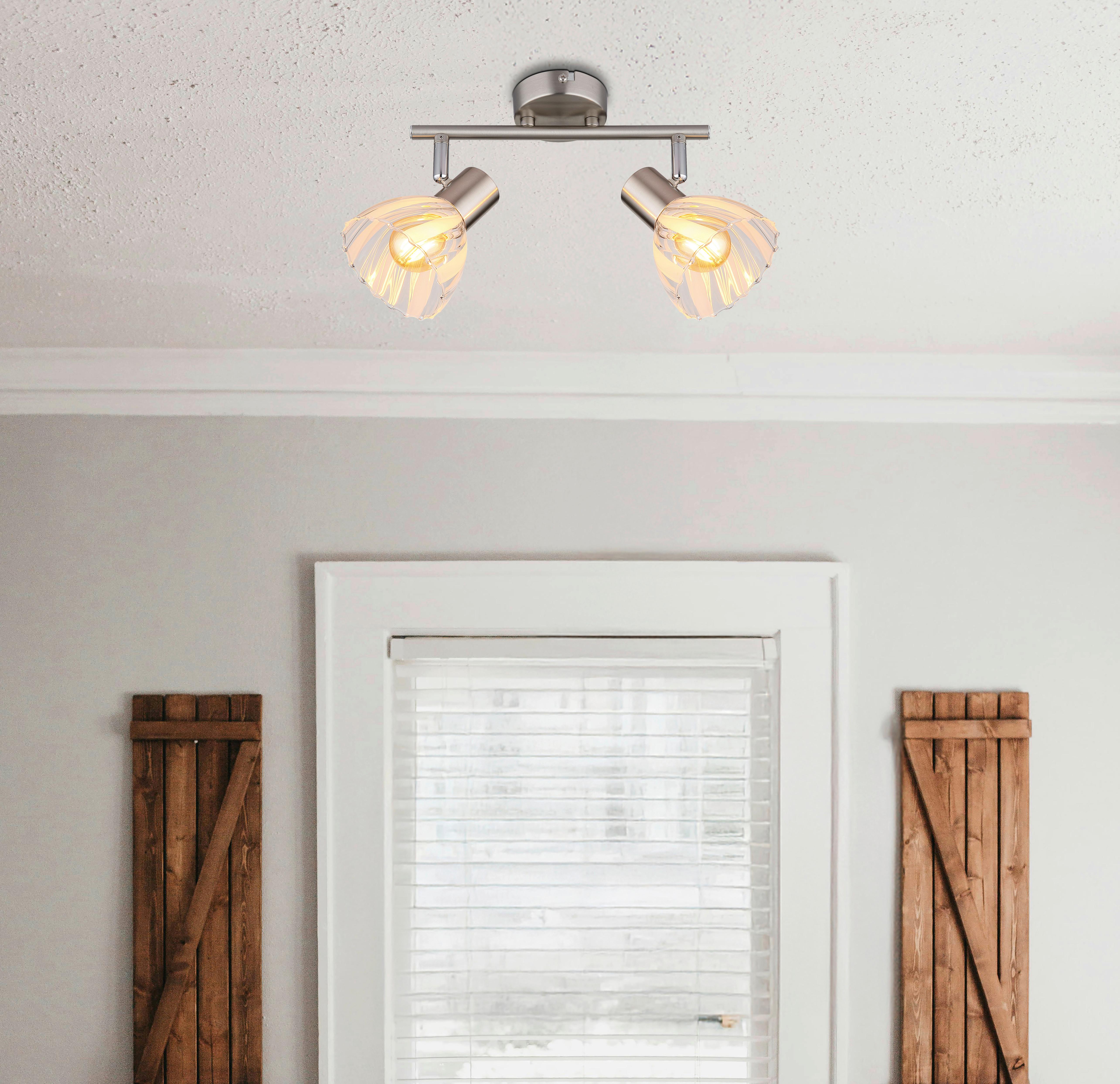 STRAHLER 54315-2 ZACHERY - Nickelfarben, Konventionell, Glas/Metall (25/13/19cm) - Globo