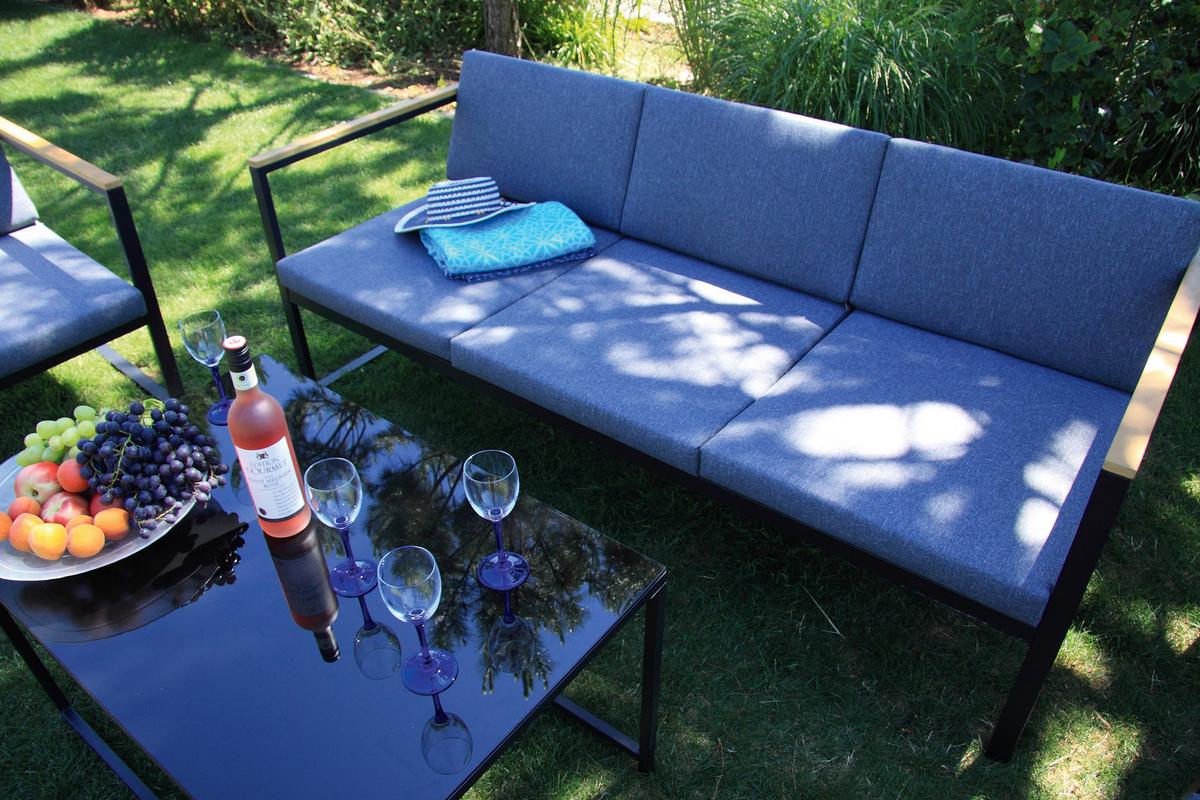 Loungegarnitur Space 5-tlg. Anthrazit - Anthrazit, Basics, Textil/Metall - Acamp