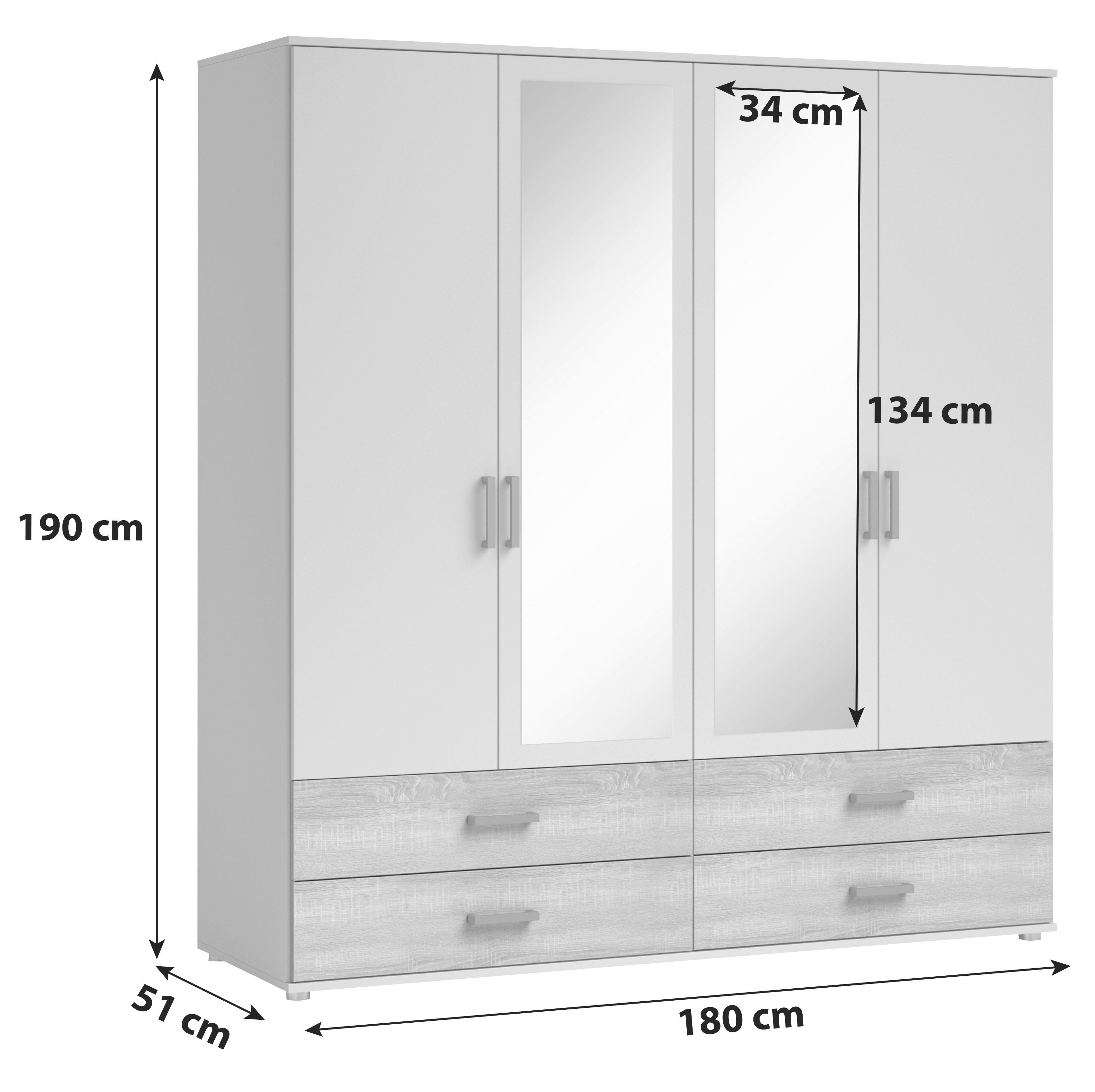 Șifonier IVAR - stejar Sonoma/alb, Modern, material pe bază de lemn (180/190cm) - MID.YOU