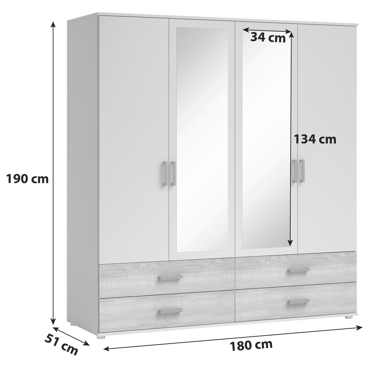 Șifonier IVAR - stejar Sonoma/alb, Modern, material pe bază de lemn (180/190cm) - MID.YOU
