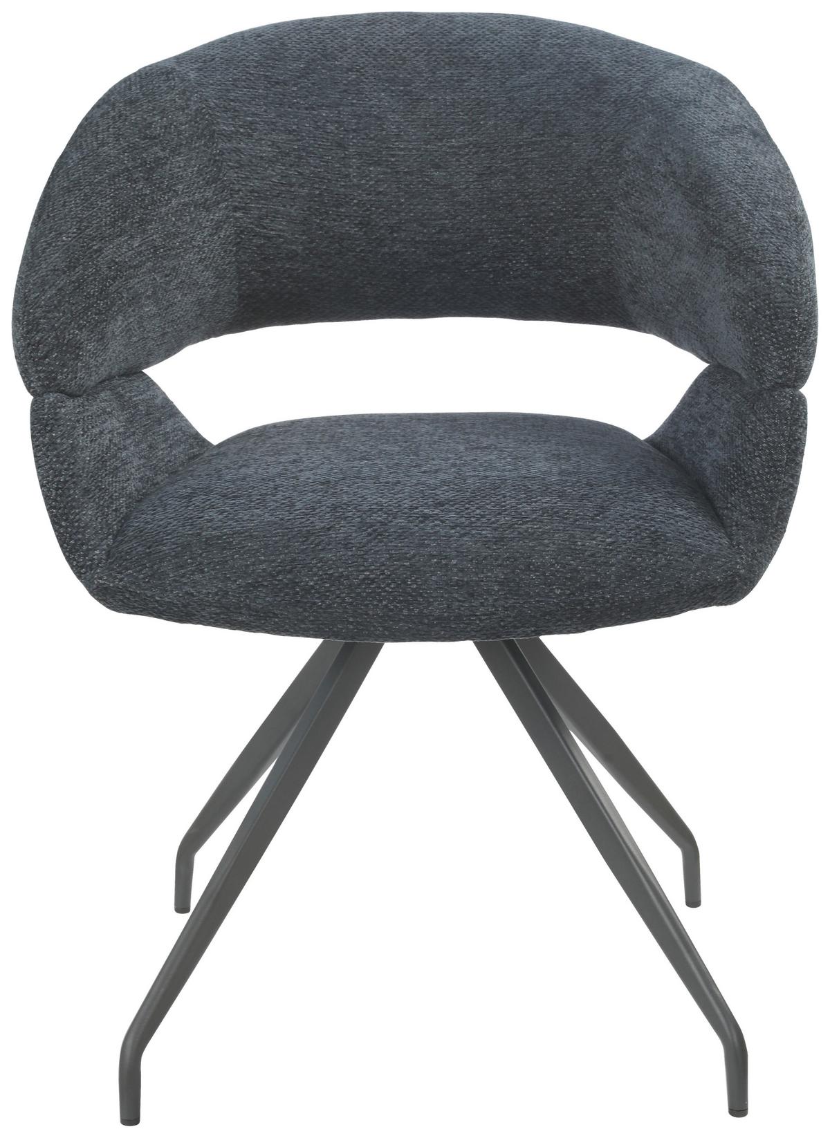 Scaun ROYAL - albastru închis/negru, Design, metal/textil (62/63,5/85,5cm) - Premium Living