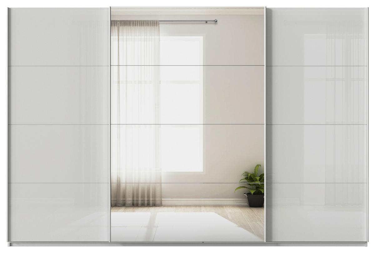 Ormar S Kliznim Vratima Feldkirch - siva visoki sjaj/srebrne boje, Moderno, staklo/drvni materijal (315/210/62cm)
