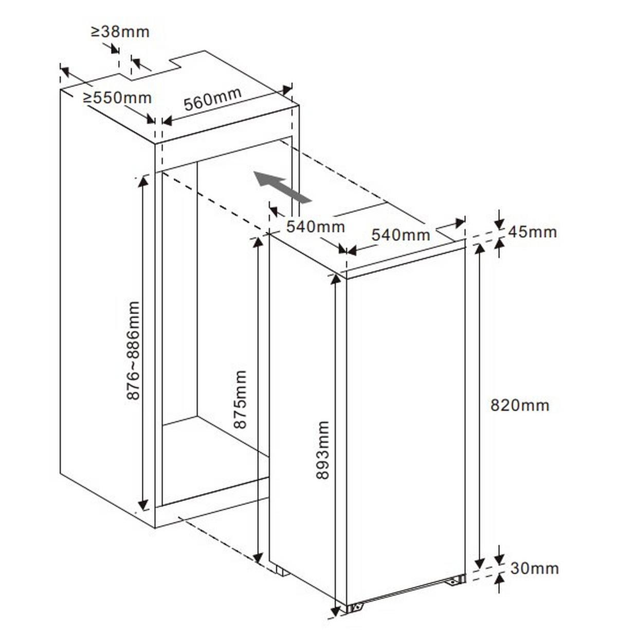 Kühlschrank EKHTTMG4SSE Schlepptürtechnik - Weiß, Basics, Glas/Kunststoff (54/89/54cm) - Mican