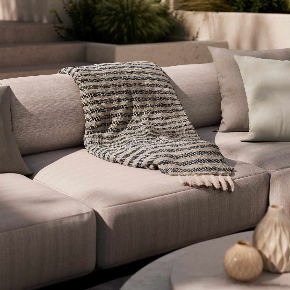 Decke Marion Blau ca. 130x170 cm - Blau, MODERN, Textil (130/170cm) - Bessagi Garden