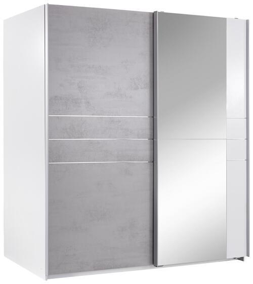 Omara Z Drsnimi Vrati Stripe, Bela, Siva - siva/bela, Moderno, kovina/steklo (180/198/64cm) - Mömax