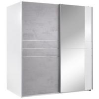 Omara Z Drsnimi Vrati Stripe, Bela, Siva - siva/bela, Moderno, kovina/steklo (180/198/64cm) - Mömax
