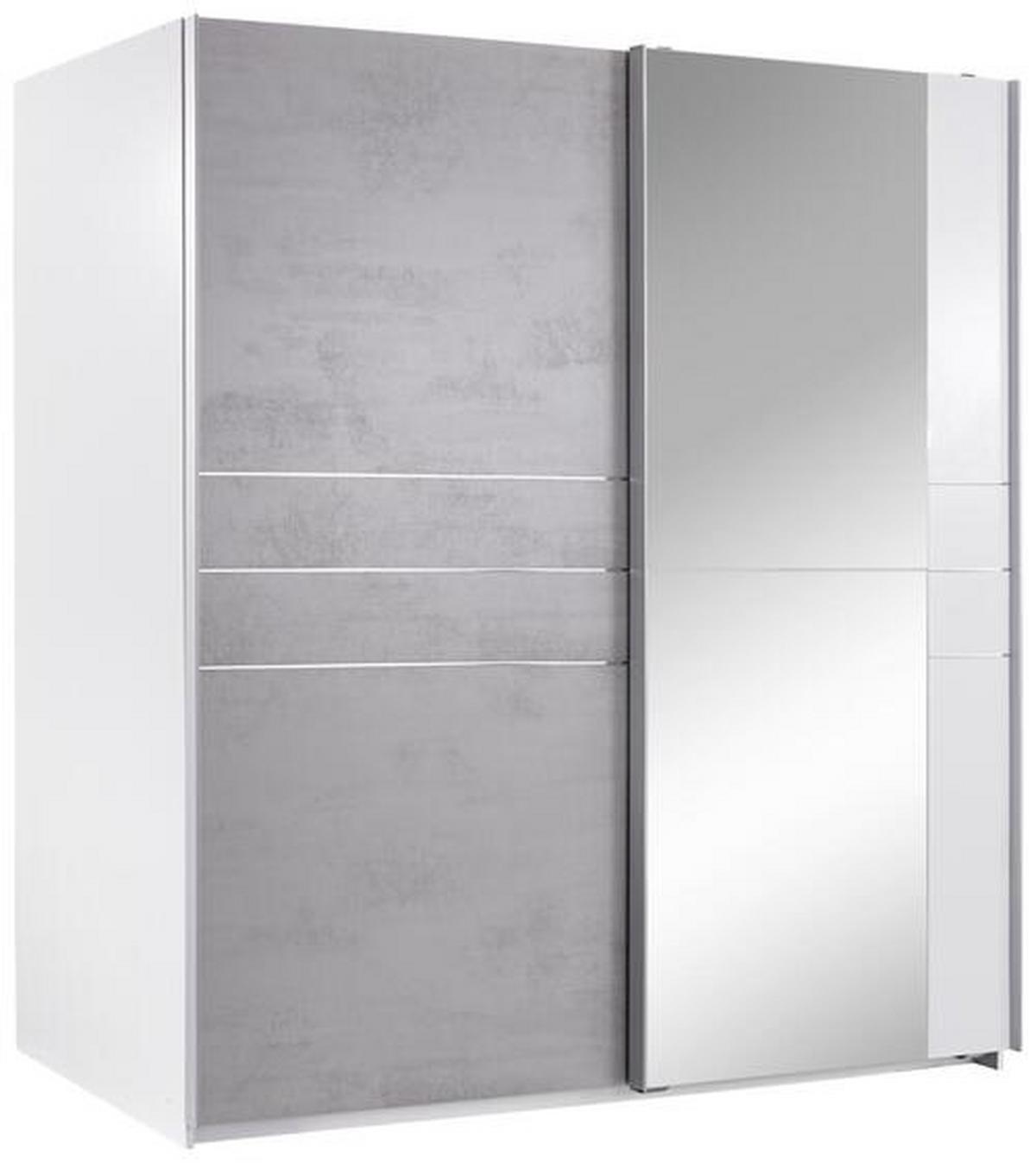 Schiebetürenschrank Stripe ca. 180x198 cm Grau/Weiß - Alufarben/Weiß, MODERN, Glas/Holzwerkstoff (180/198/64cm) - MID.YOU