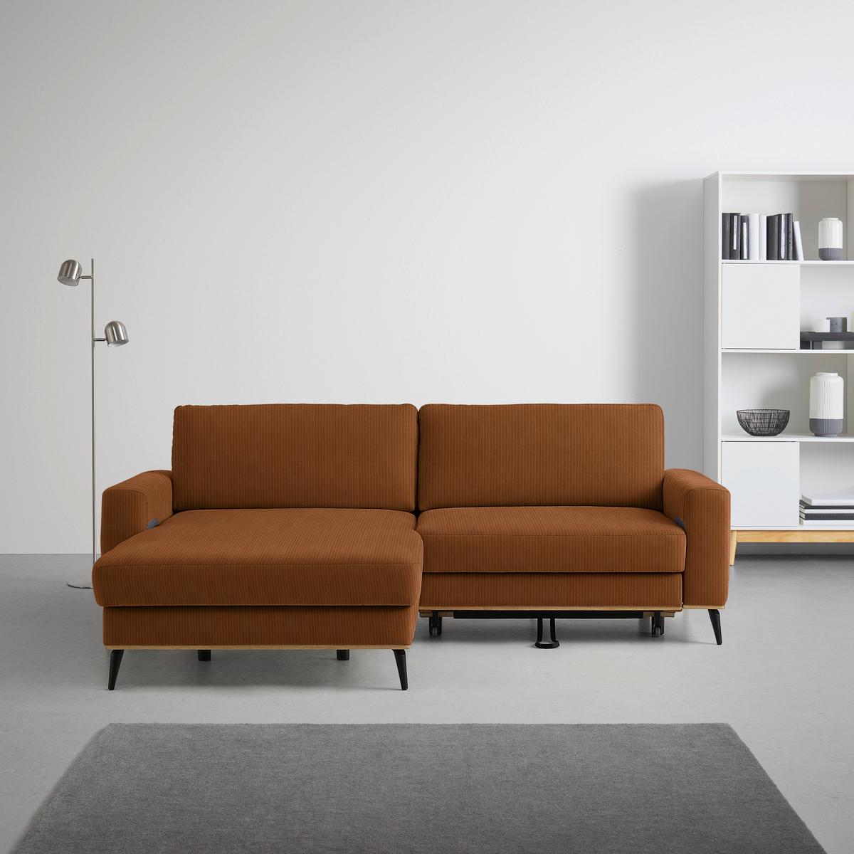 Wohnlandschaft Romeo Rostfarben - Rostfarben/Schwarz, KONVENTIONELL, Textil/Metall (167/87/234cm) - Zandiara