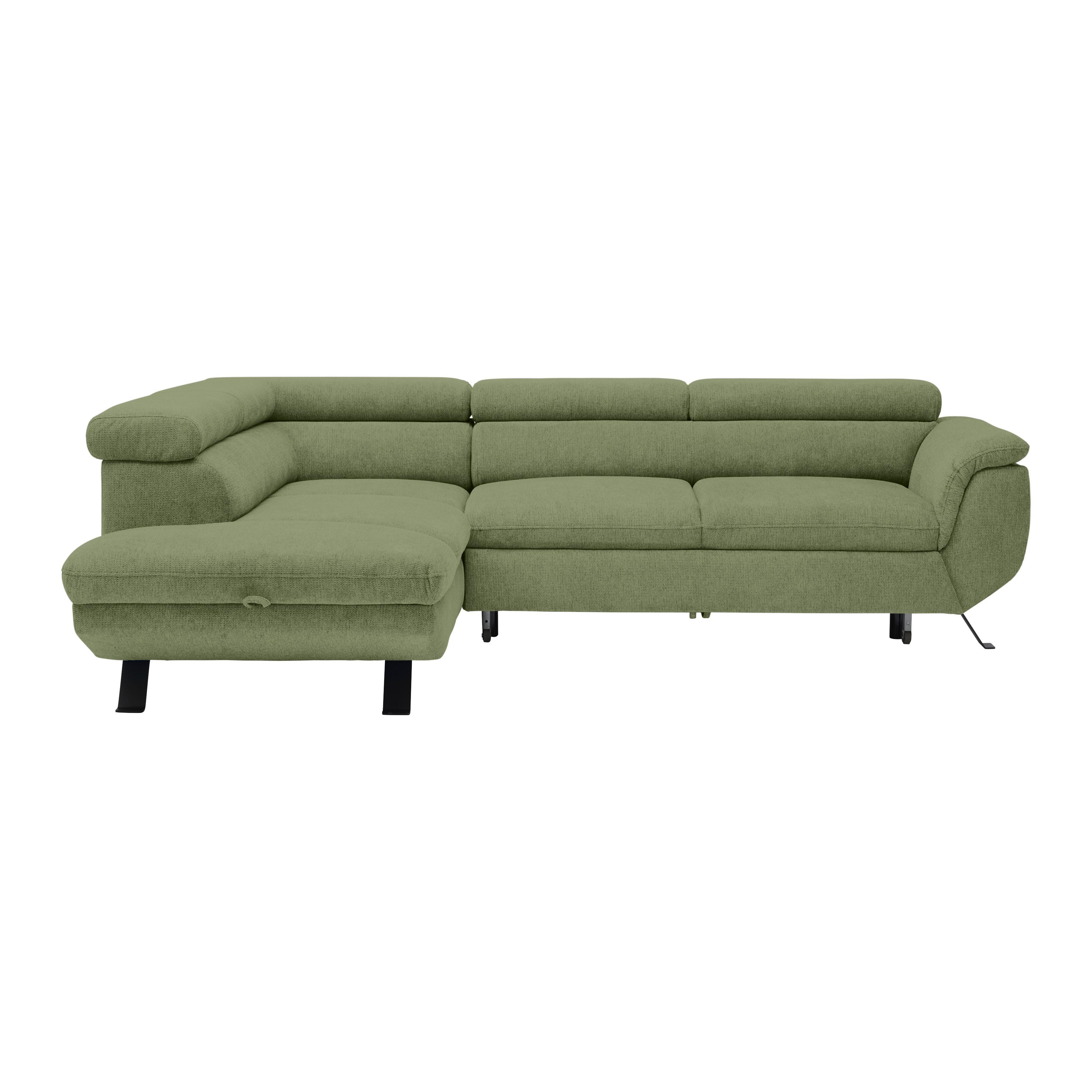 Ecksofa Raven Olivgrün - Schwarz/Olivgrün, MODERN, Textil/Metall (198/257cm) - Mömax