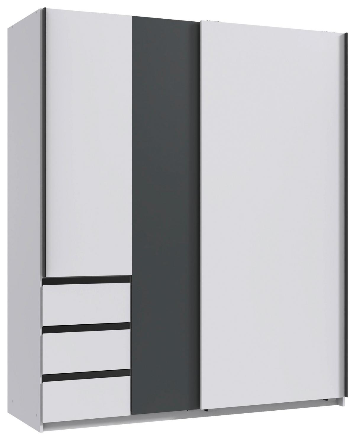 Schwebetürenschrank Adria Weiß/Graphitfarben - Graphitfarben/Schwarz, KONVENTIONELL, Holzwerkstoff/Metall (168/198/63cm) - Mömax