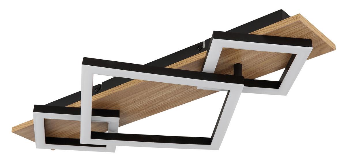 LED-DECKENLEUCHTE 67330-24 BEATRIX I - Dunkelbraun/Opal, Natur, Holzwerkstoff/Kunststoff (52/46,7/6cm) - Globo