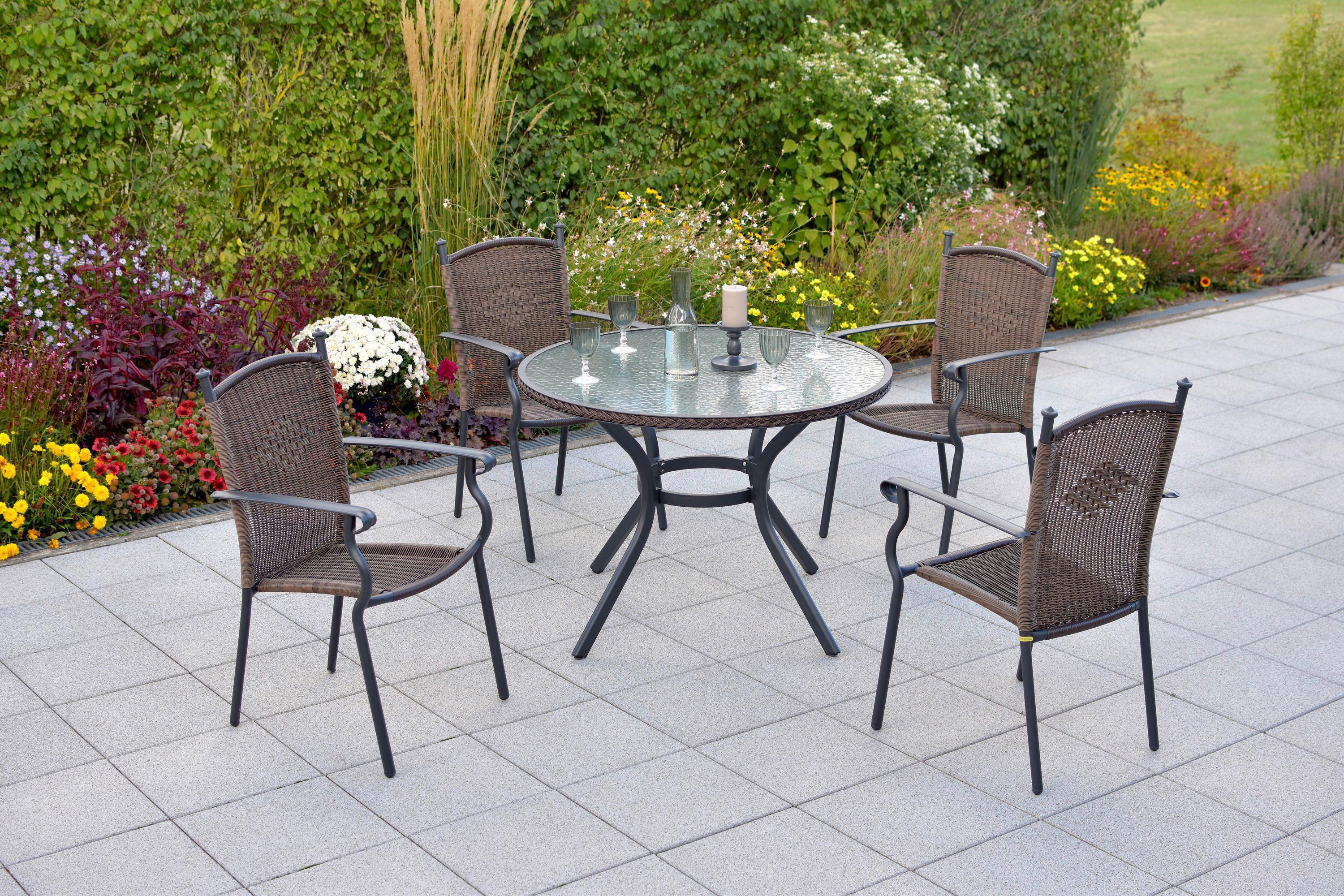 GARTENSET ROMA - Graphitfarben/Braun, MODERN, Kunststoff/Metall - Gardenson