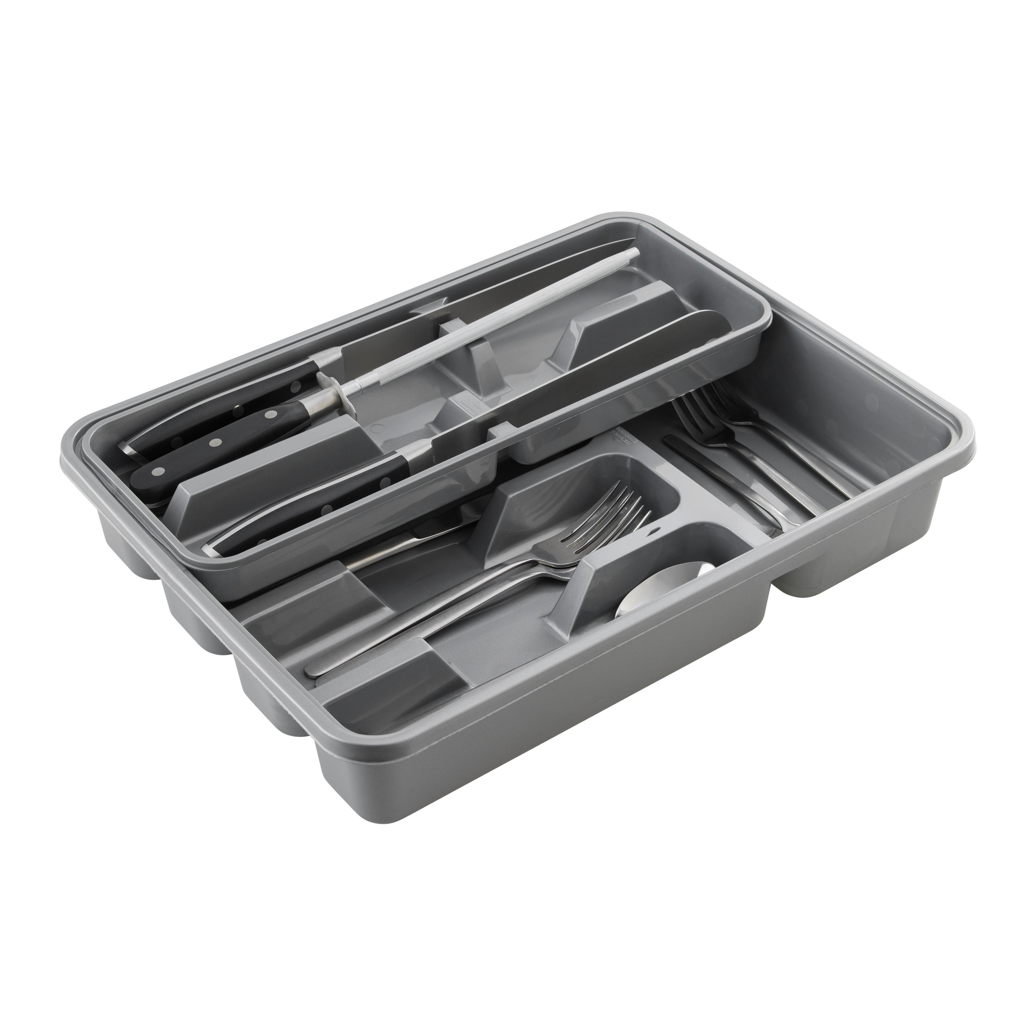 Besteckeinsatz Manuela Grau - Grau, Basics, Kunststoff (30/40/7cm) - Mömax