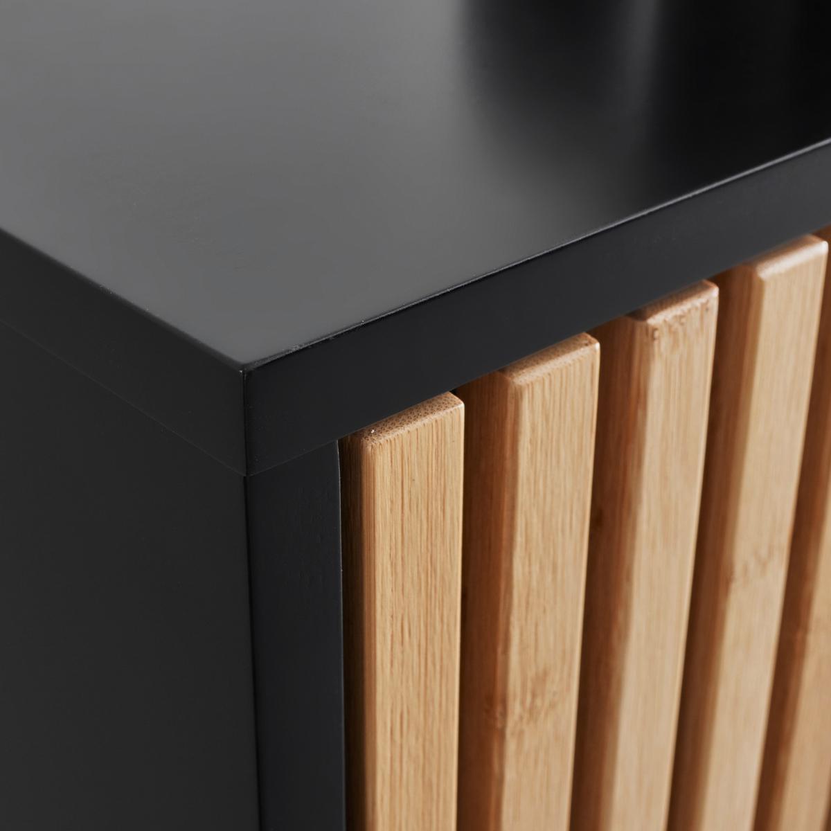 Kommode Madrid Schwarz/Naturfarben massiv - Eichefarben/Schwarz, Modern, Holz/Holzwerkstoff (80/114/40cm) - Mömax