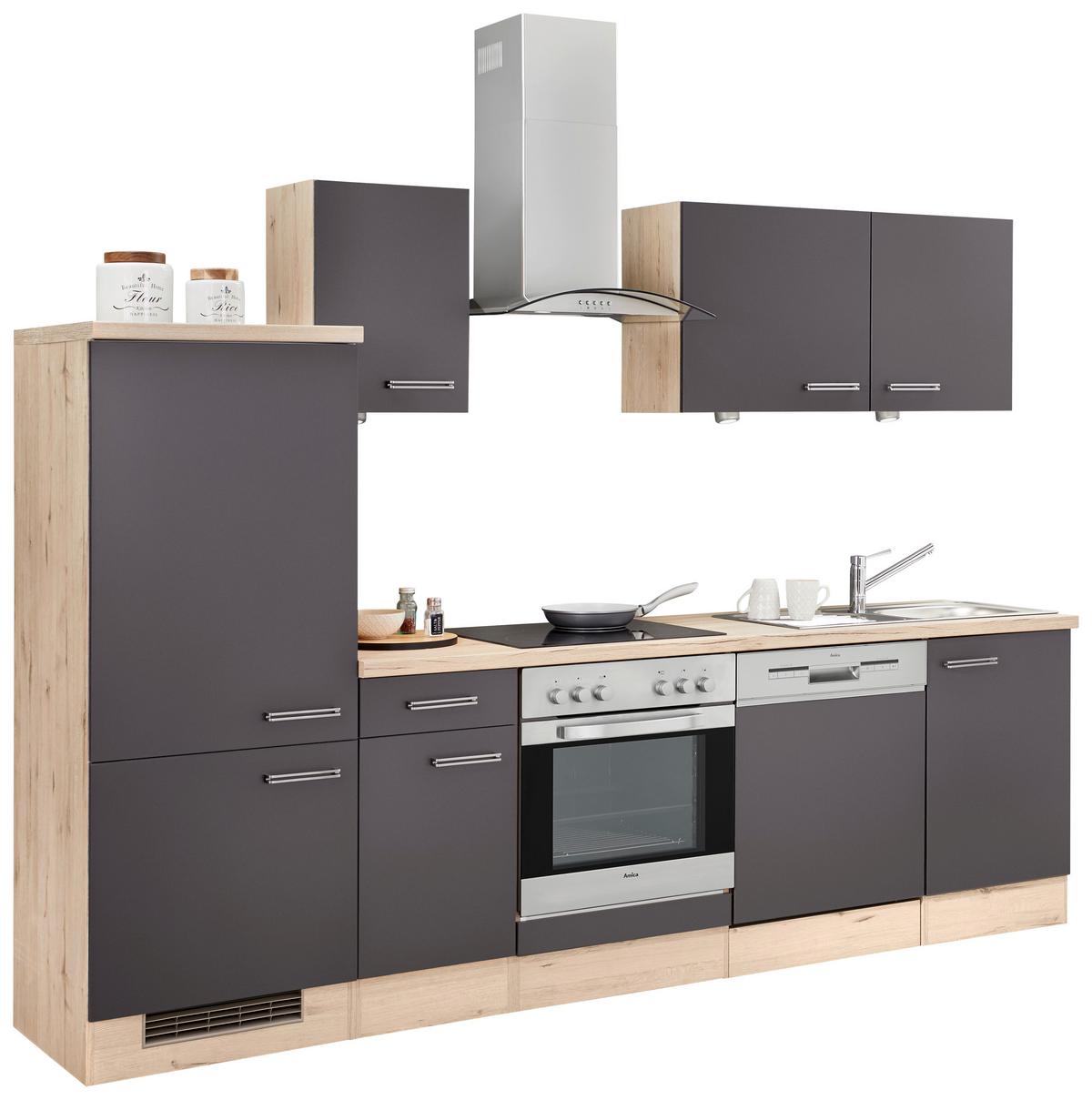 Bucatarie standard MILANO - culoare lemn stejar/antracit, Modern, material pe bază de lemn (270cm) - FlexWell