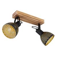 Strahler Lenna max. 40 Watt - Dunkelbraun/Goldfarben, Basics, Holz/Metall (30/12,5/25cm) - Globo