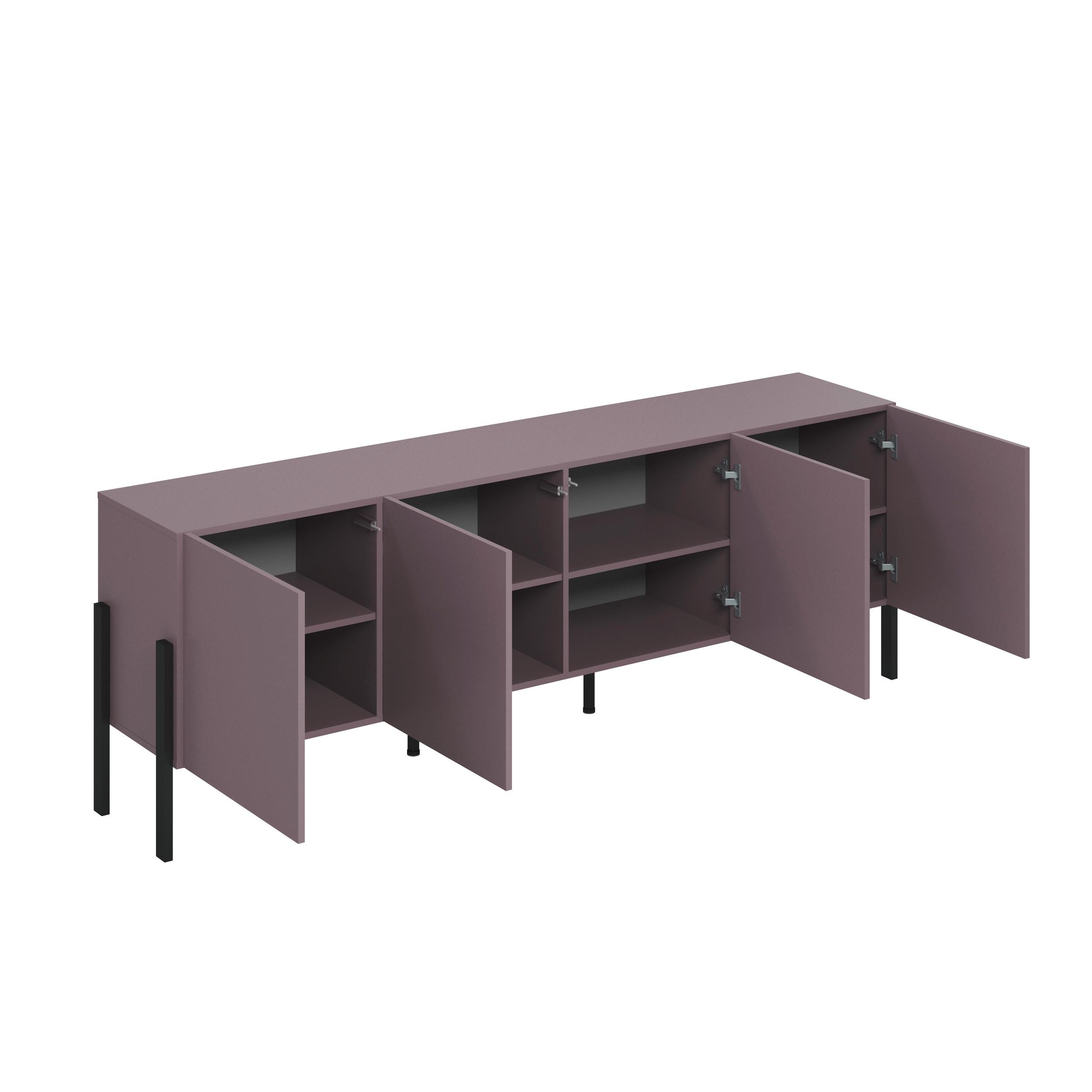 Komód Jukon - szilva színű, Modern, faalapú anyag (204/70/40cm)