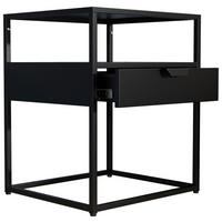 Nočna Omarica Flokas M, Črna - srebrne barve/črna, Moderno, umetna masa/leseni material (45/55/40cm) - MID.YOU