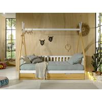 Spielbett "Tipi" 90x200 cm, weiß/natur - Weiß/Kieferfarben, MODERN, Holz/Holzwerkstoff (90/200cm) - MID.YOU