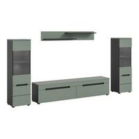 Dnevni Regal Canu, Sivozelena, Osvetlitev, 4-Delni - siva/črna, Design, umetna masa/leseni material (272/141/33cm) - Livetastic