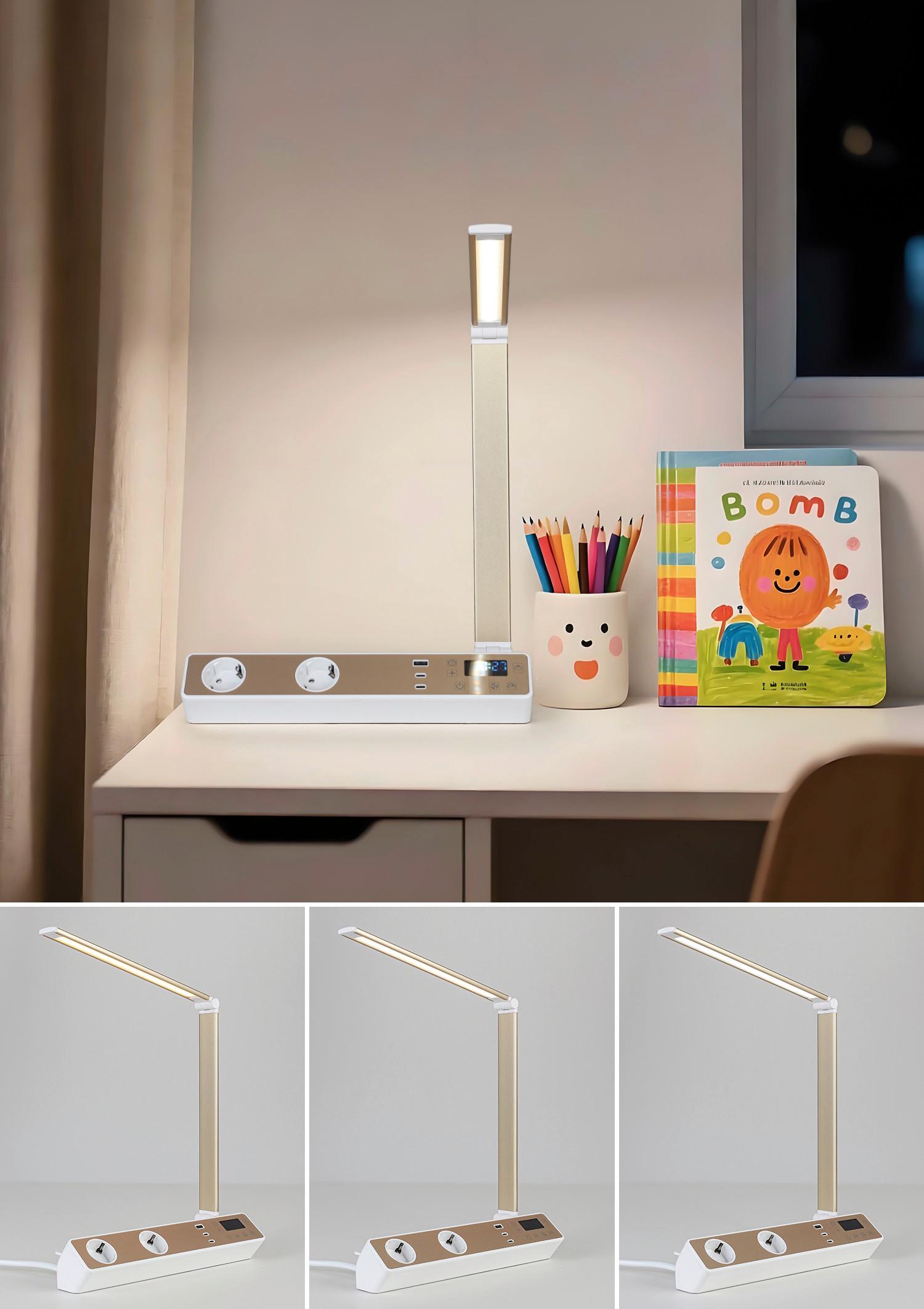 LED-SKRIVBORDSLAMPA MULTI - vit/roséguld, Modern, metall/plast (33/10,5/37-66cm) - Mömax