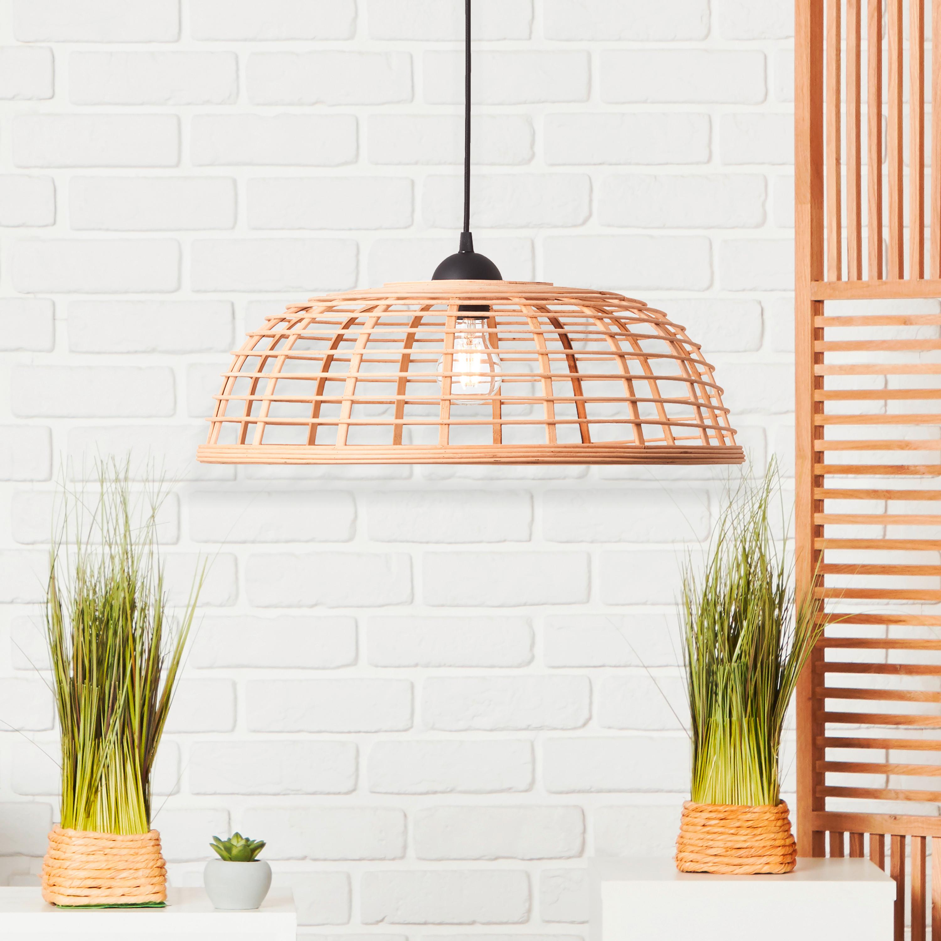 Hängeleuchte Crosstown Schwarz max. 40 Watt - Schwarz, Natur, Holz/Kunststoff (48/130cm) - Brilliant