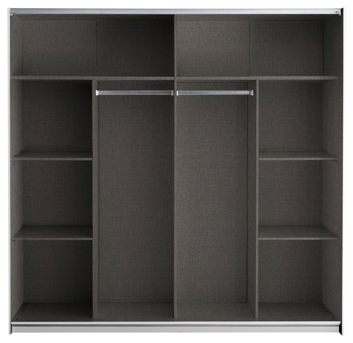 Dulap cu uși culisante NOEMI - alb, Trend, sticlă/material pe bază de lemn (215/210/60cm) - Modern Living