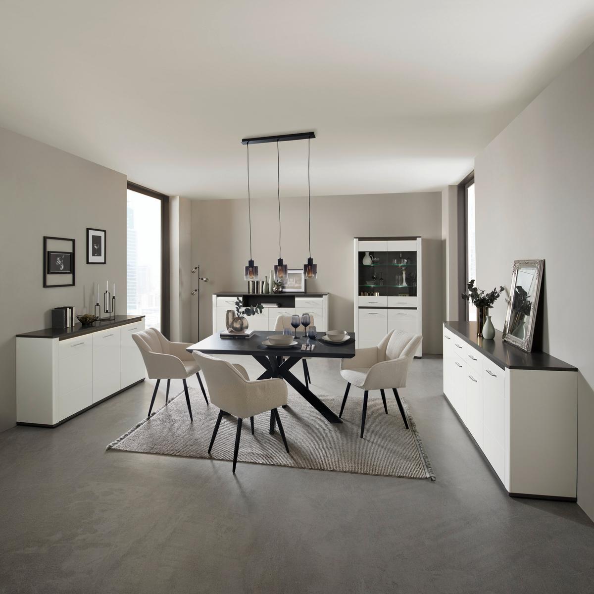 Comodă înaltă Alassio - alb/grafit, Modern, material pe bază de lemn (203,6/104/40,5cm) - Mömax