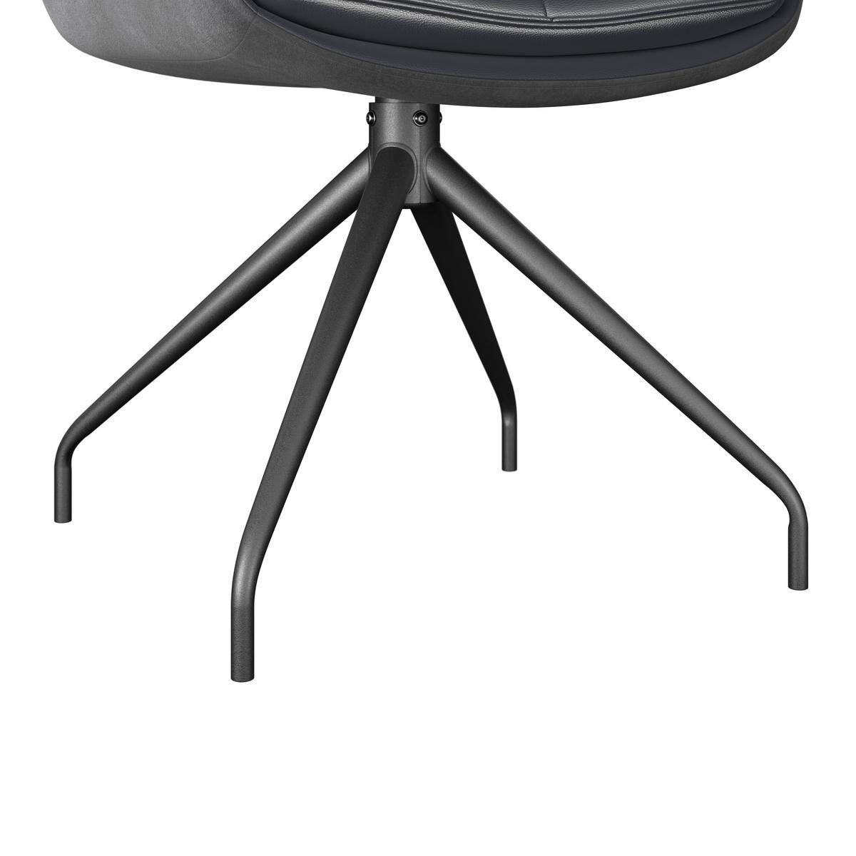 Naslanjač Malin, Črna, Umetno Usnje, Vrtljiv - črna, Moderno, kovina/tekstil (61/92/66cm)