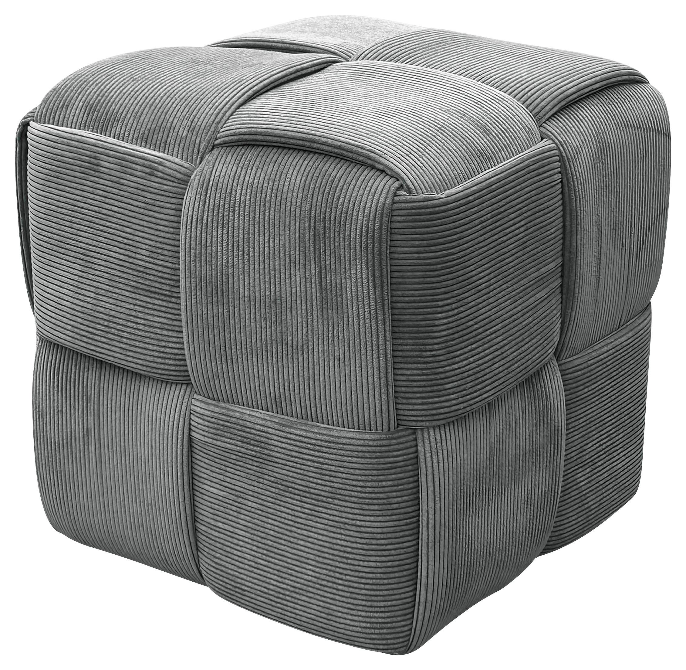 Pouf URBAN Grau, Cord - Grau, Design, Textil (40/41/40cm) - MID.YOU