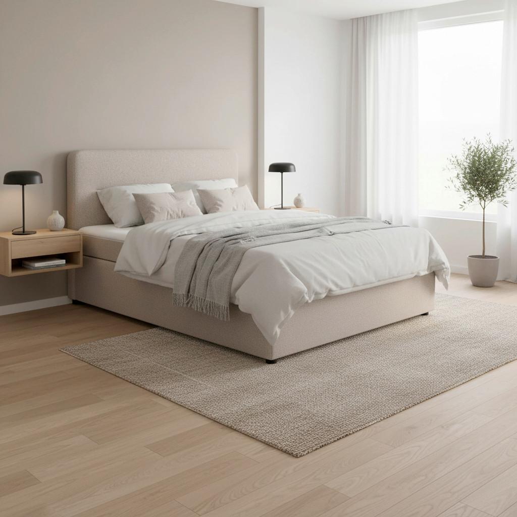 BOXSÄNG MARCO - svart/taupe, Modern, trä/textil (160/200cm) - Bessagi Home