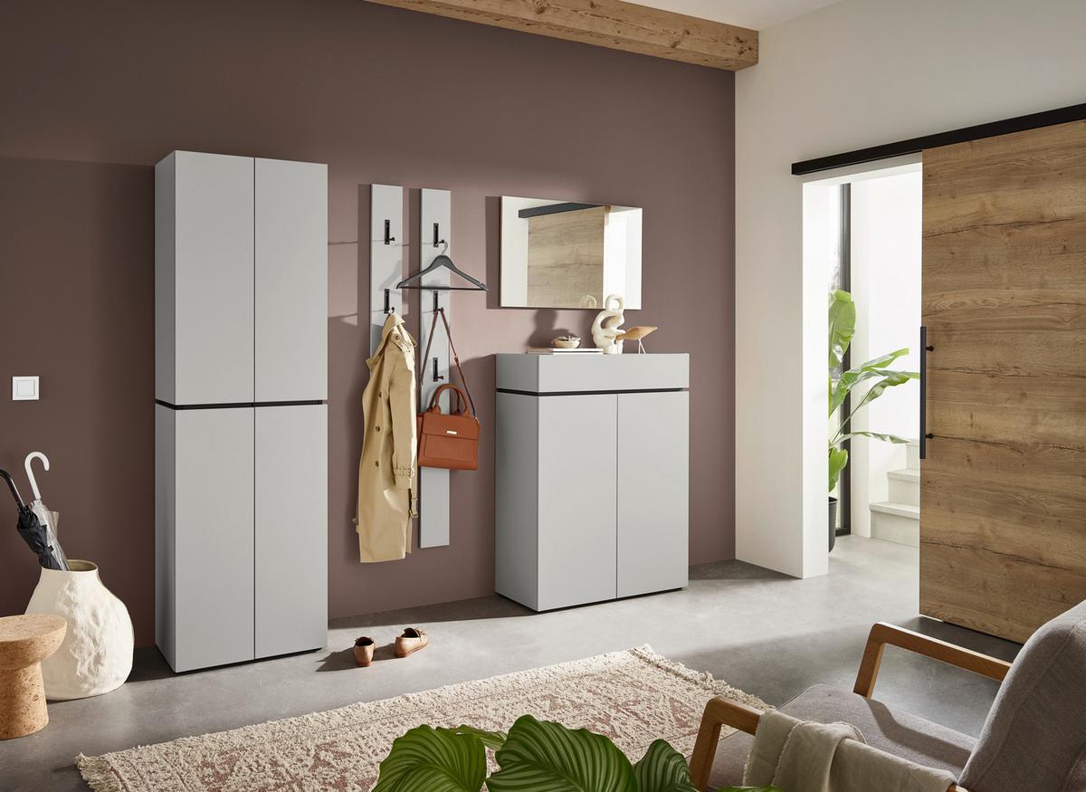 SZAFKA NA BUTY UNIQUE - kaszmir/czarny, Design, materiał drewnopochodny/tworzywo sztuczne (90/121/40cm) - Voleo