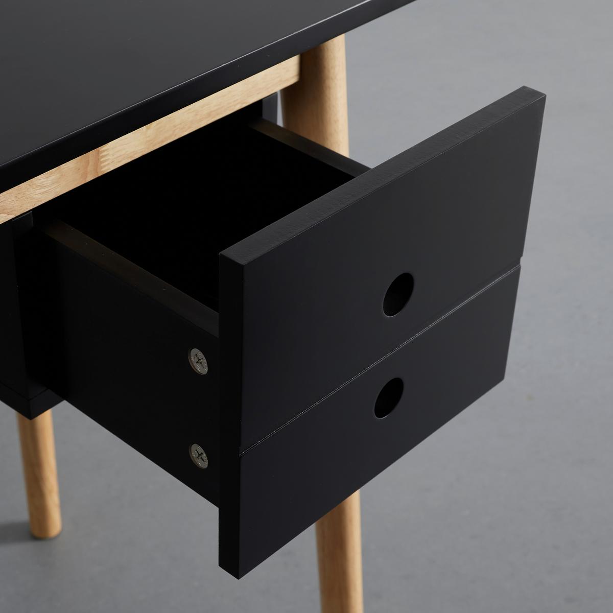 Schreibtisch Melanie Schwarz Echtholz/MDF ca. 160x48 cm - Schwarz/Naturfarben, MODERN, Holz (106/48/77cm) - Bessagi Home