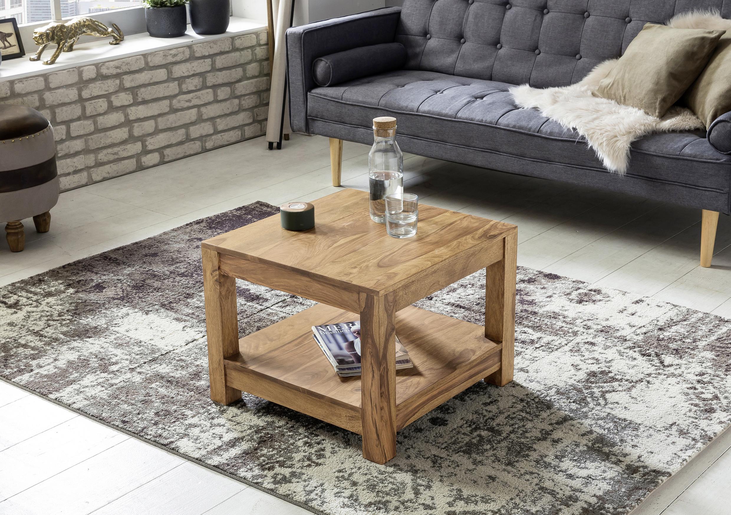 Couchtisch "Mumbai" ca. 60x60 cm, aus Akazie - Akaziefarben, Design, Holz (60/60/40cm) - MID.YOU