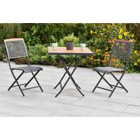 Balkonset Patmos Holz 3-tlg. - Graphitfarben/Akaziefarben, KONVENTIONELL, Holz/Metall - Gardenson