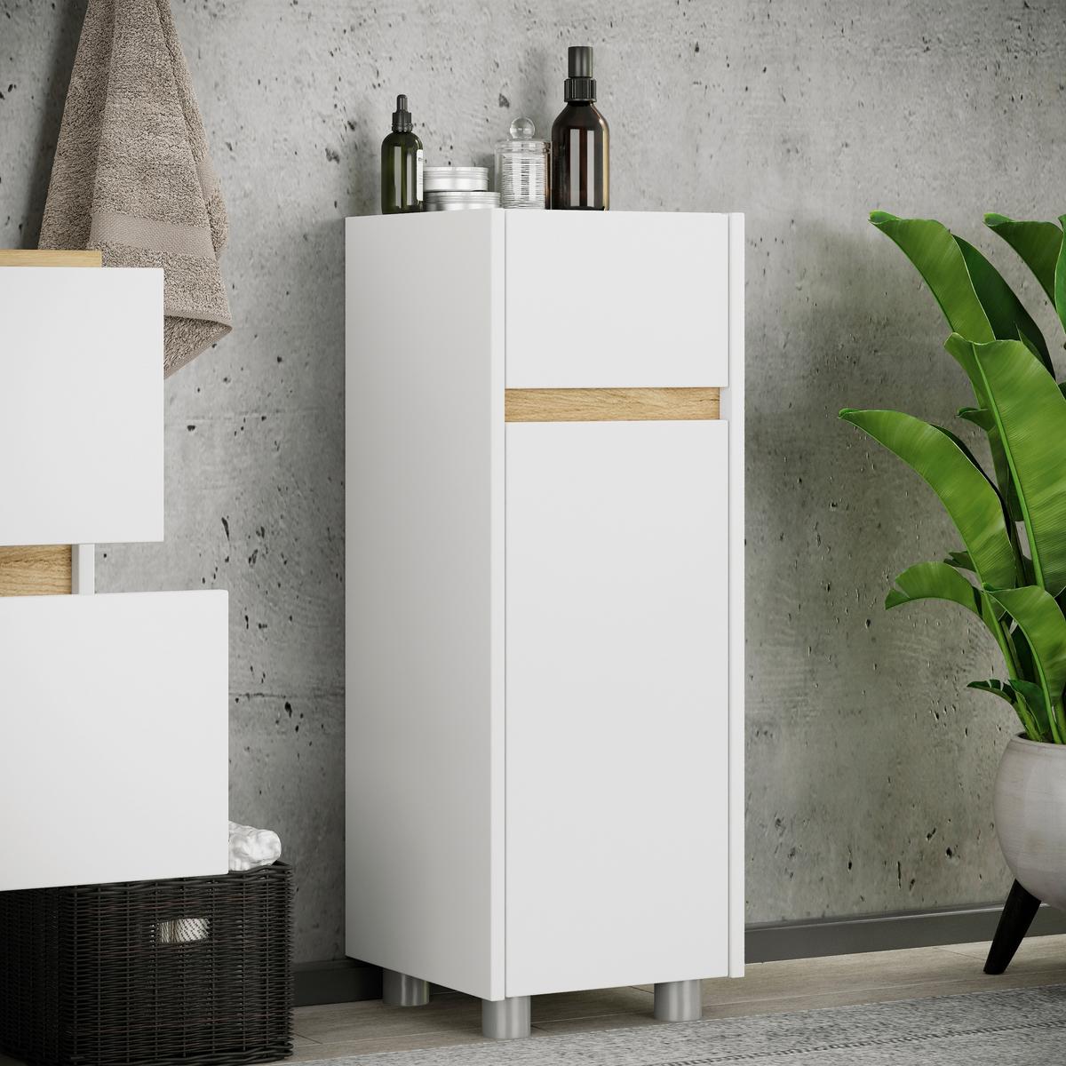 Midischrank Cosila - Honigeiche/Weiss, Trend, Holzwerkstoff/Kunststoff (30/85/33cm) - MID.YOU