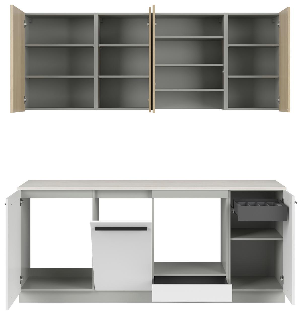 Küchenblock Milino o. E-Geräte Sandfarben - Eichefarben/Schwarz, Basics, Holzwerkstoff/Kunststoff (210cm) - Visiona